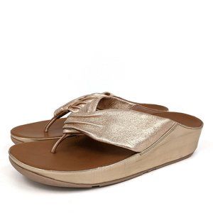 FITFLOP Twiss Leather Toe-Post Sandals Rose Gold 9